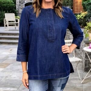 Martha Stewart popover denim tunic 3/4 sleeve 1X